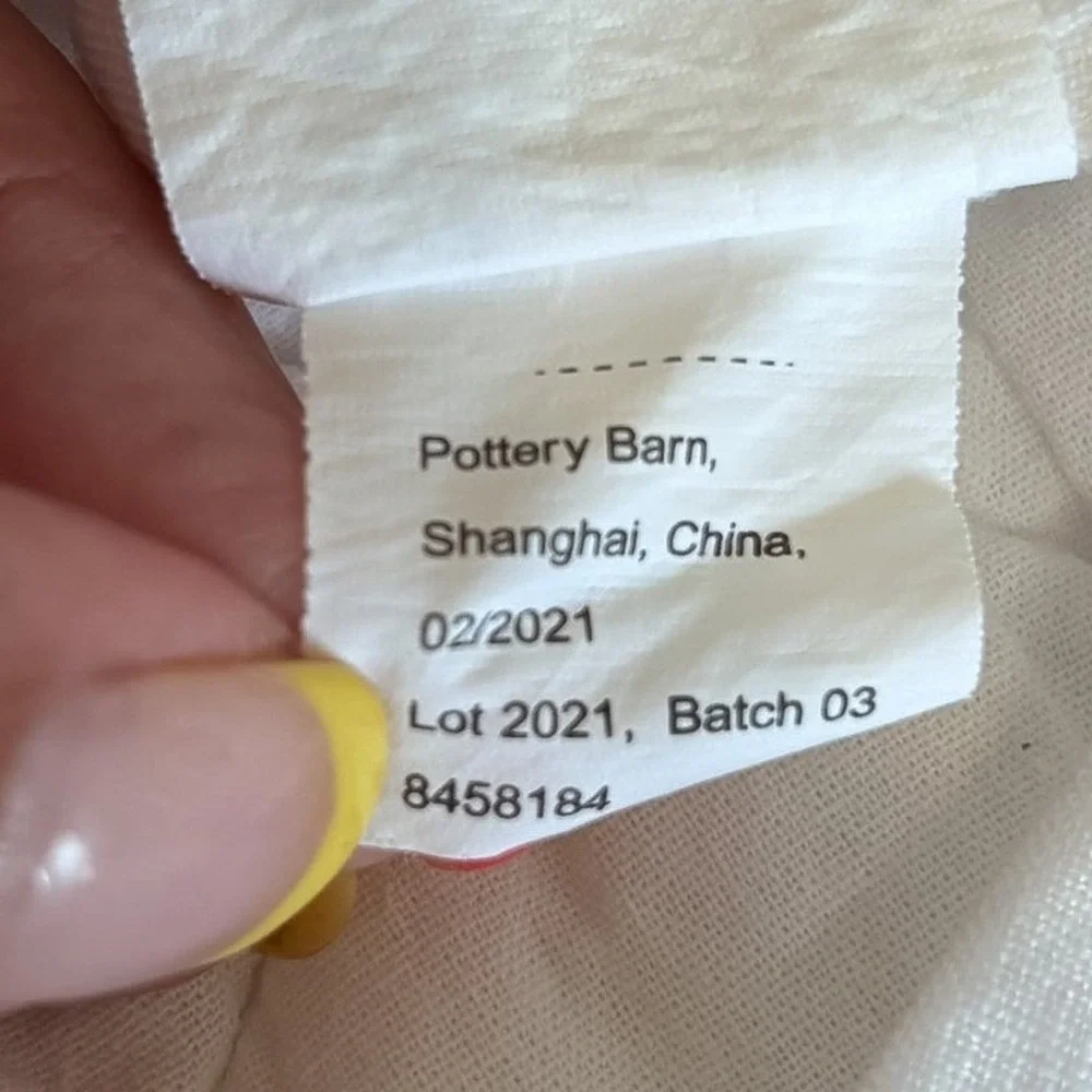 Pottery Barn Diamond Quilted Euro Sham (1) White Linen Cotton Square 26